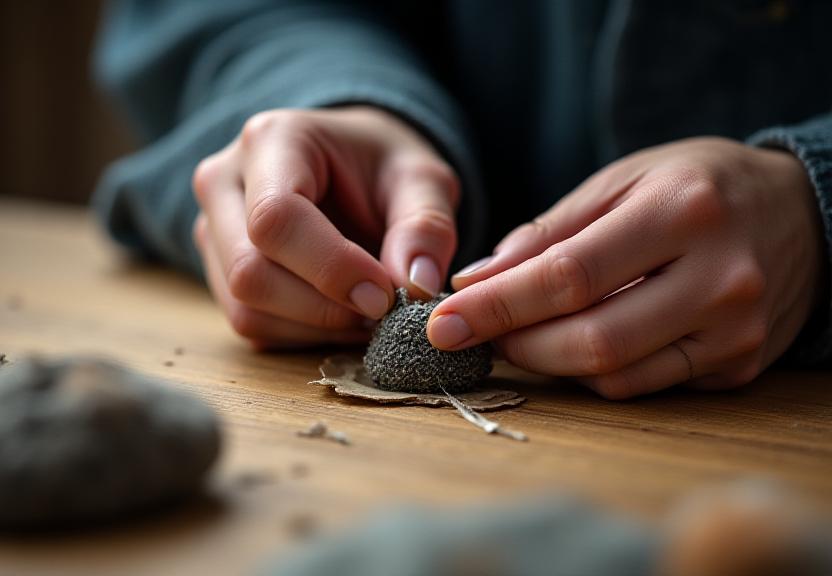 職人の手が細かな作業をしている様子