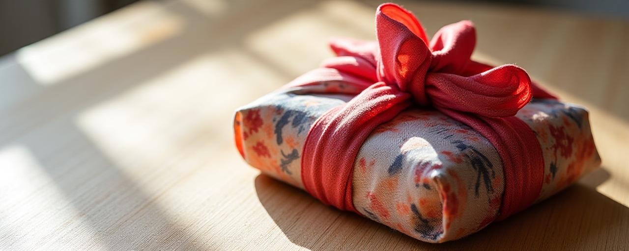風呂敷で包まれた環境に優しいギフト